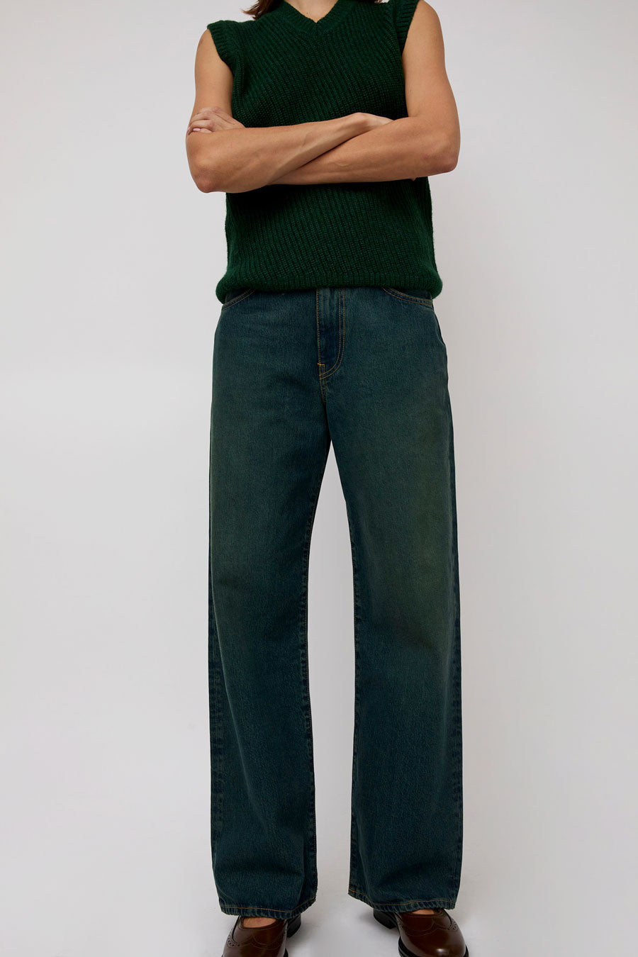 6397 Wide Jean in Teal Overdye