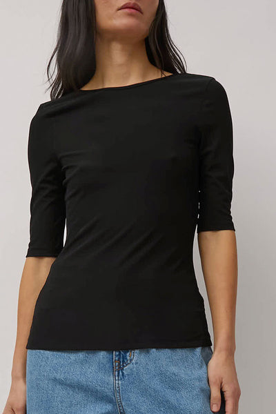 Amomento Back Cutout T-Shirt in Black