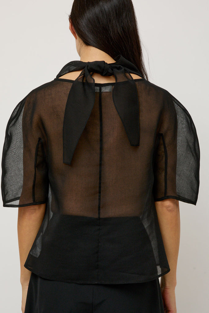 タグありAMOMENTOKNOTTED COLLAR TOP ブラウス