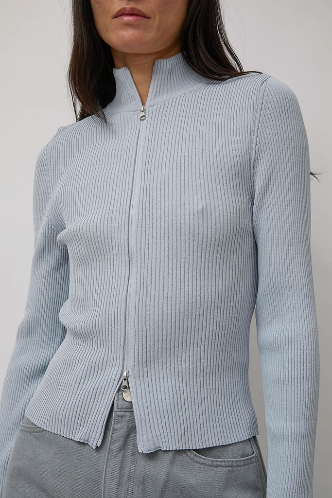 Amomento Ribbed Mock Neck Cardigan in Light Blue – No.6 Store