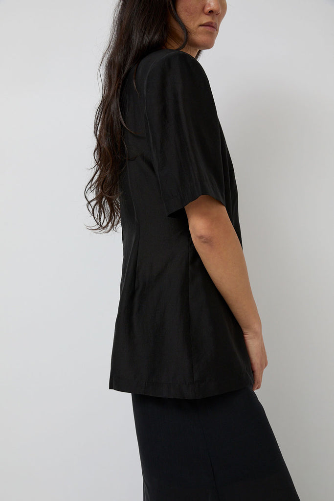 トップス AMOMENTO silky oversize shirt Amomento Silk Oversized Half Shirt in Black – No.6 Store