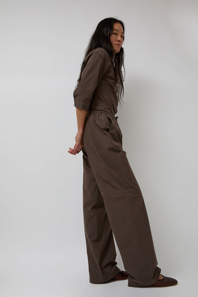 【PORTERNA】Rowing banding slacks trousers Amomento Stripe Banding Pants in Brown – No.6 Store