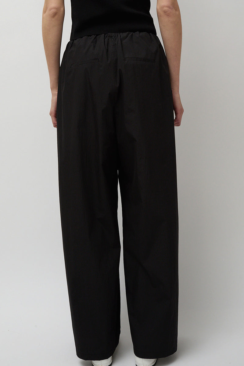 Amomento Cotton Banding Wide Pants in Black