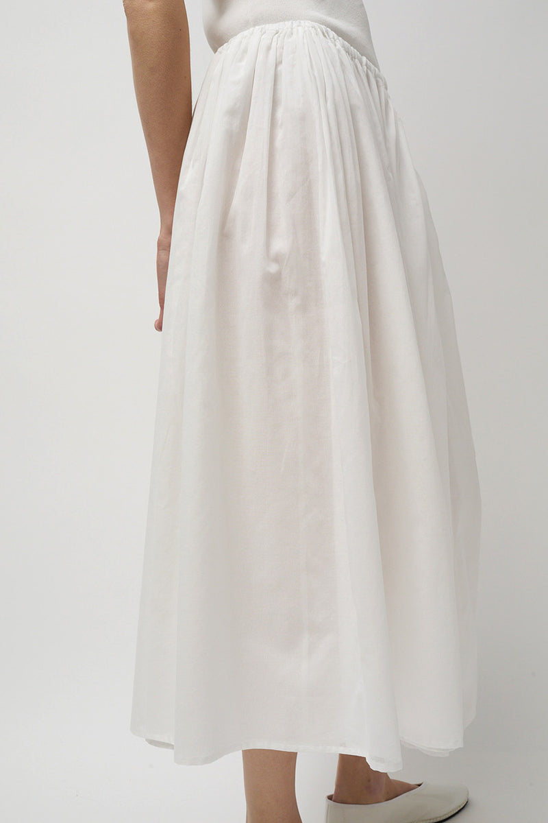 Amomento Drawstring Shirring Skirt in White