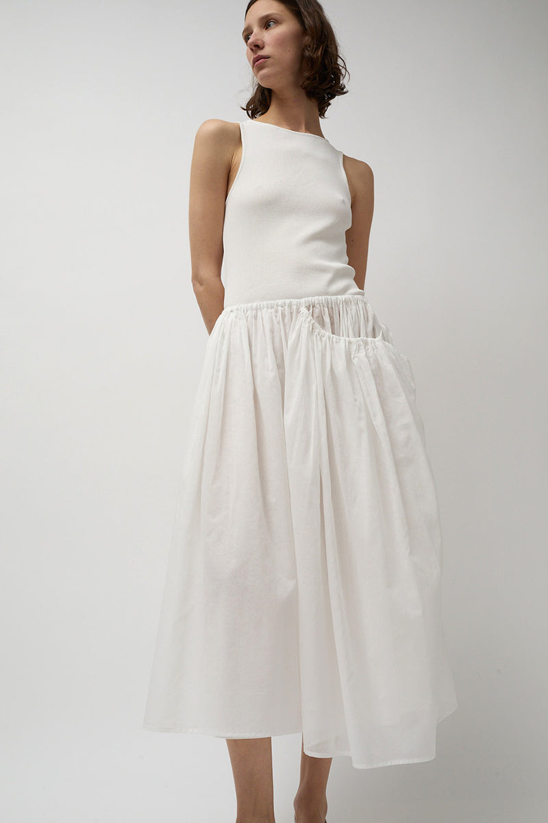 Amomento Drawstring Shirring Skirt in White