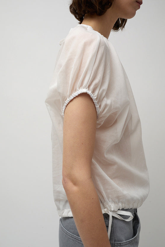 Amomento Sheer Shirring Top in White
