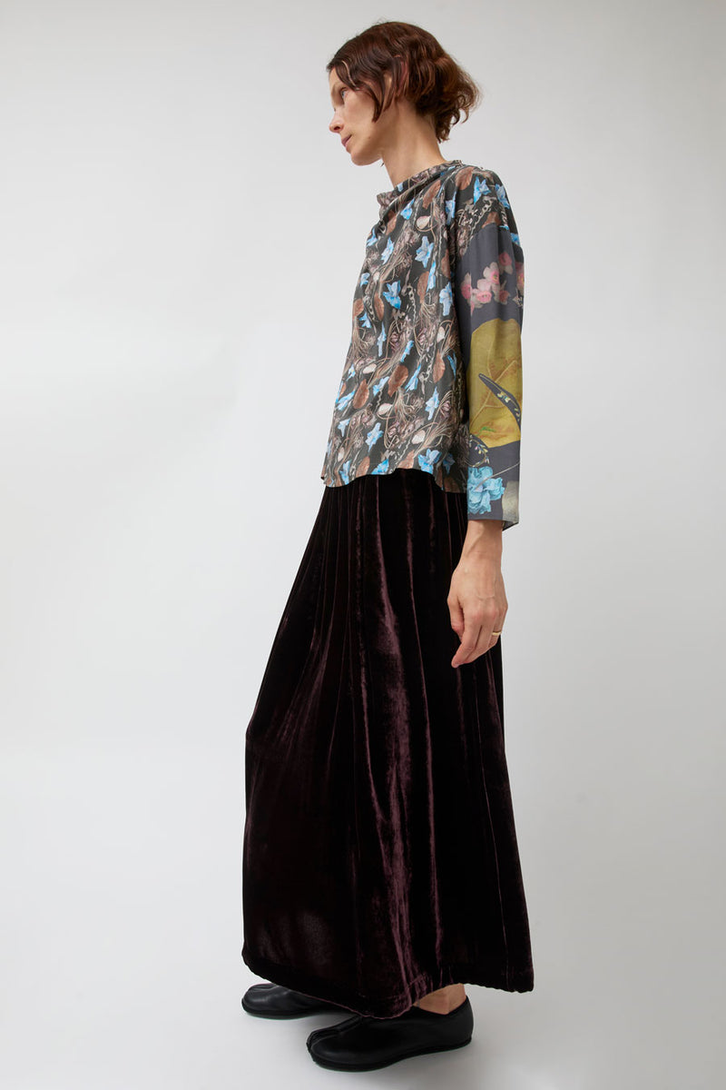 Anntian Velvet Skirt in Aubergine Velvet