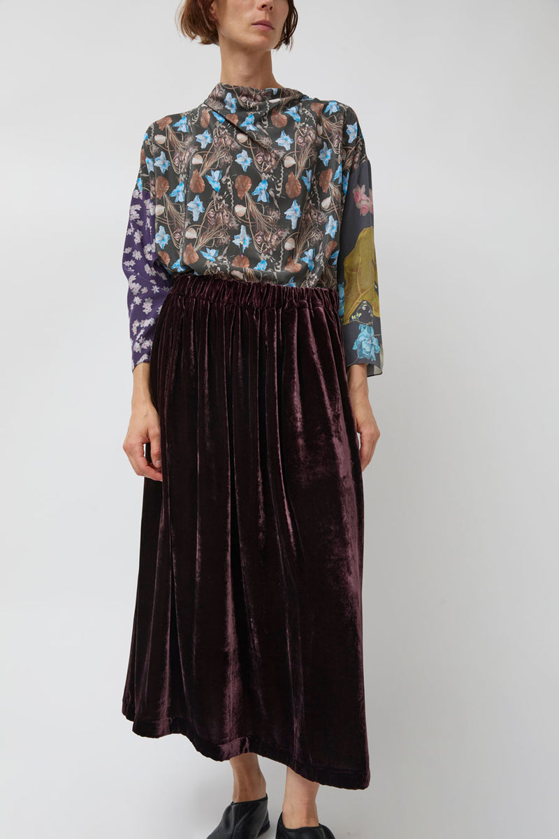 Anntian Velvet Skirt in Aubergine Velvet