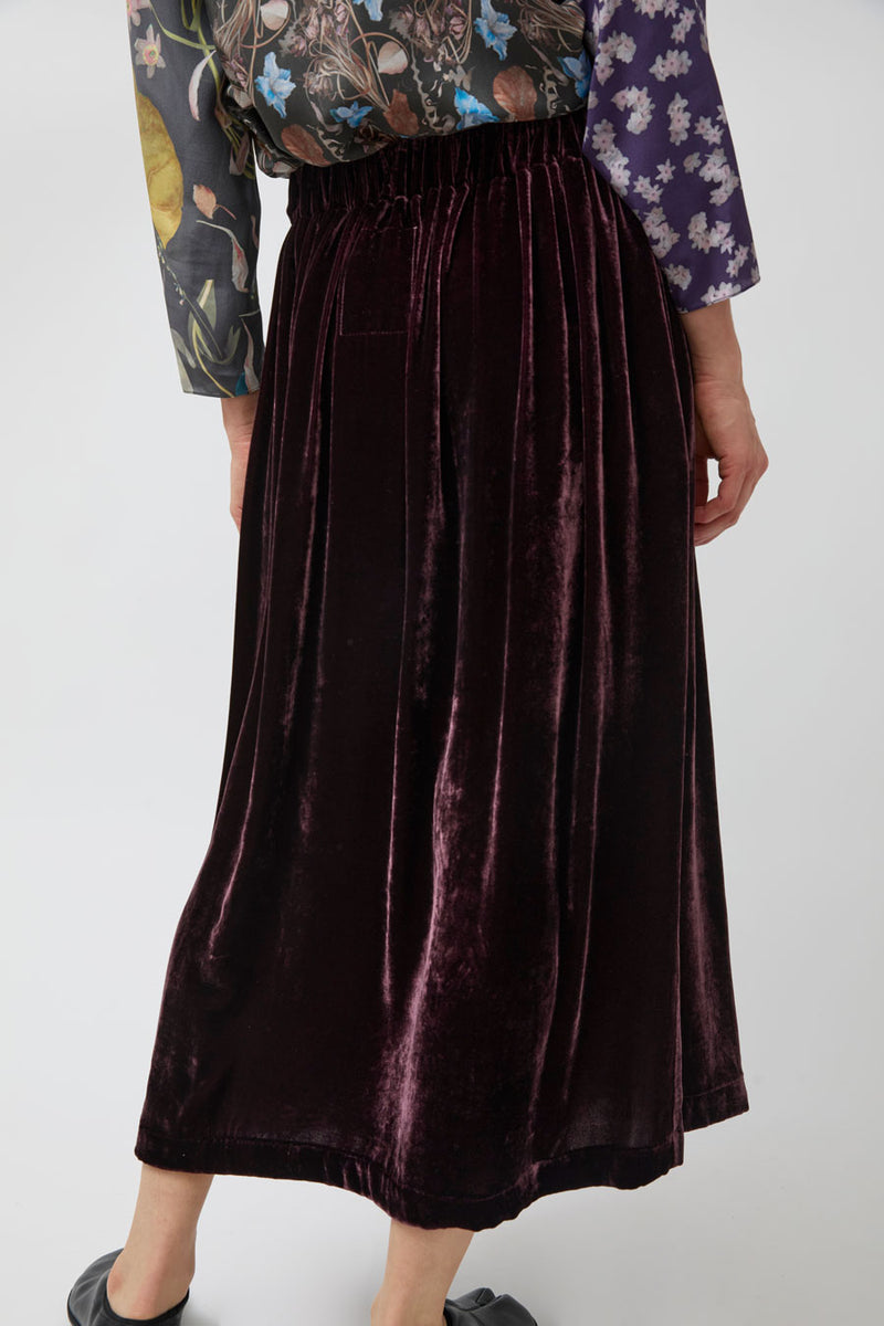 Anntian Velvet Skirt in Aubergine Velvet