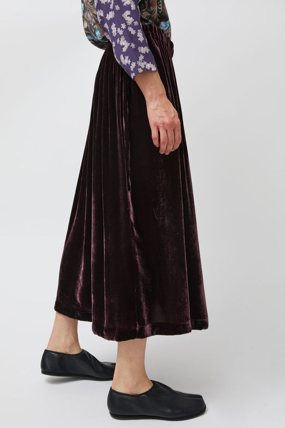 Anntian Velvet Skirt in Aubergine Velvet
