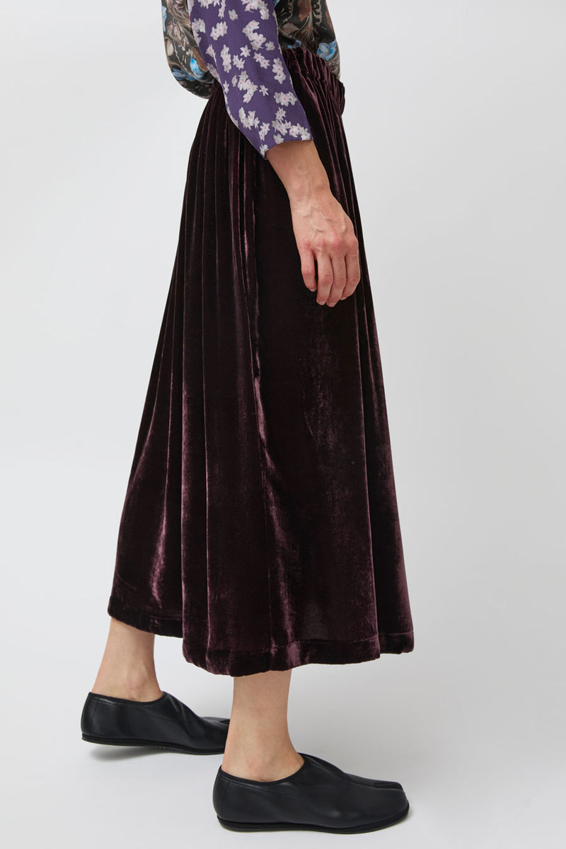 Anntian Velvet Skirt in Aubergine Velvet