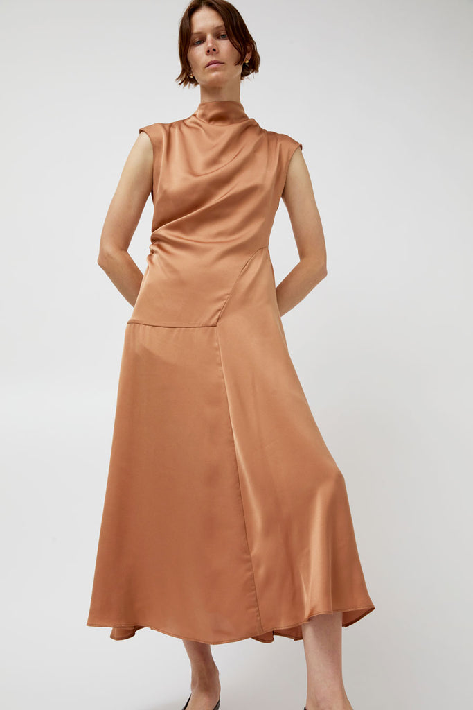 Atelier Delphine Twisted Dress in Camel Camel / L
