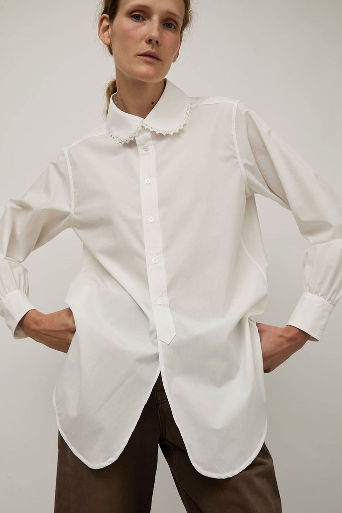Too Big Ribbon Lace Shirt(White) – neith.onlinestore