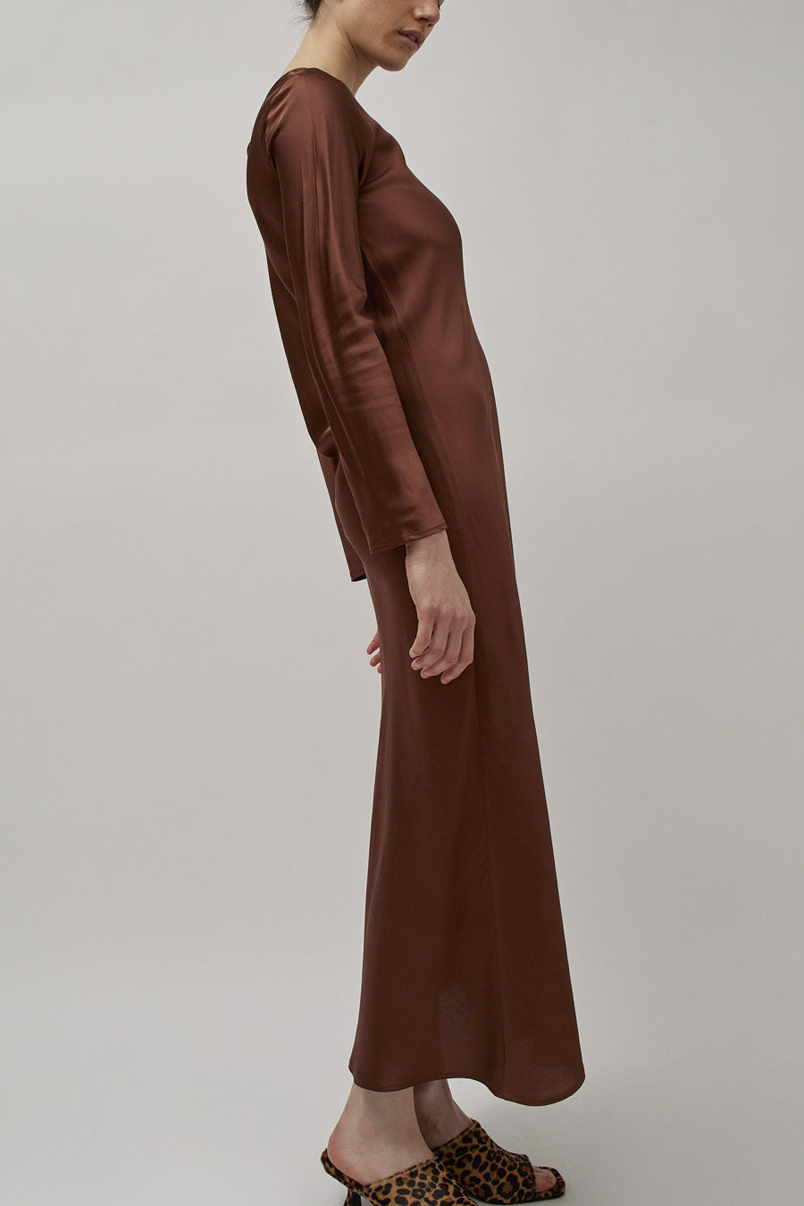 Baserange Dydine Longsleeve Dress in Dark Brown