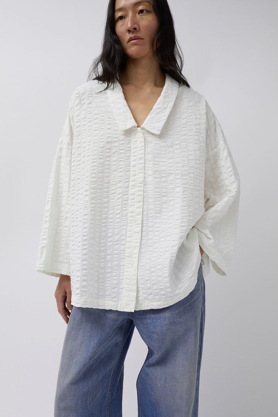 Black Crane Chelsea Cotton Shirt in White