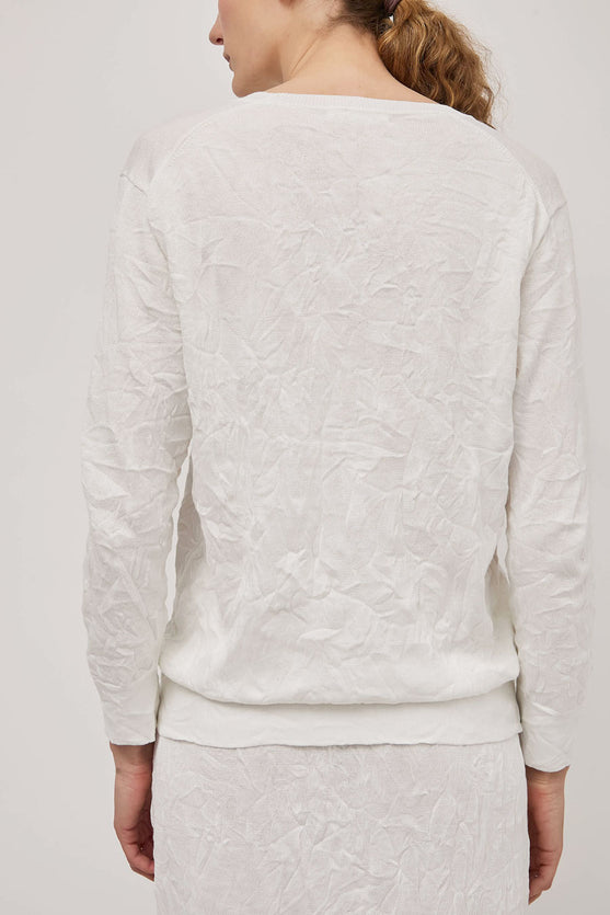 Black Crane Crinkled Summer Knit in White