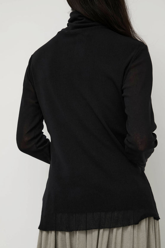 Black Crane Double Mesh Turtleneck in Black