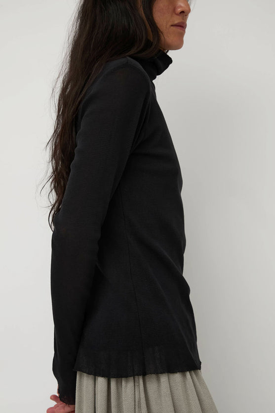 Black Crane Double Mesh Turtleneck in Black
