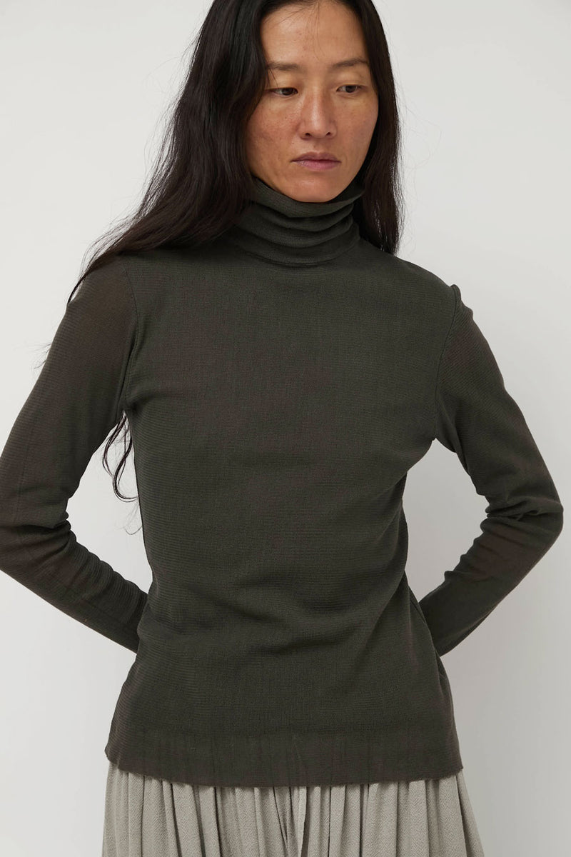 Black Crane Double Mesh Turtleneck in Slate