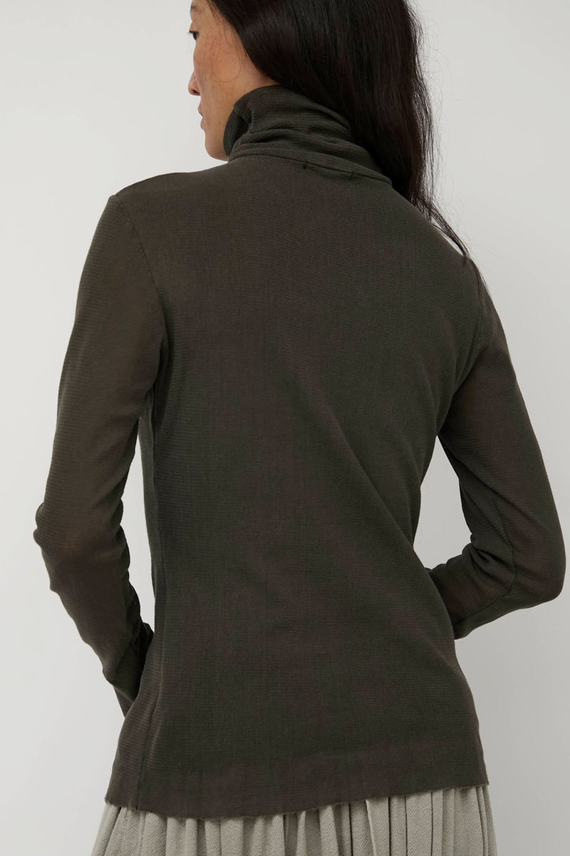Black Crane Double Mesh Turtleneck in Slate