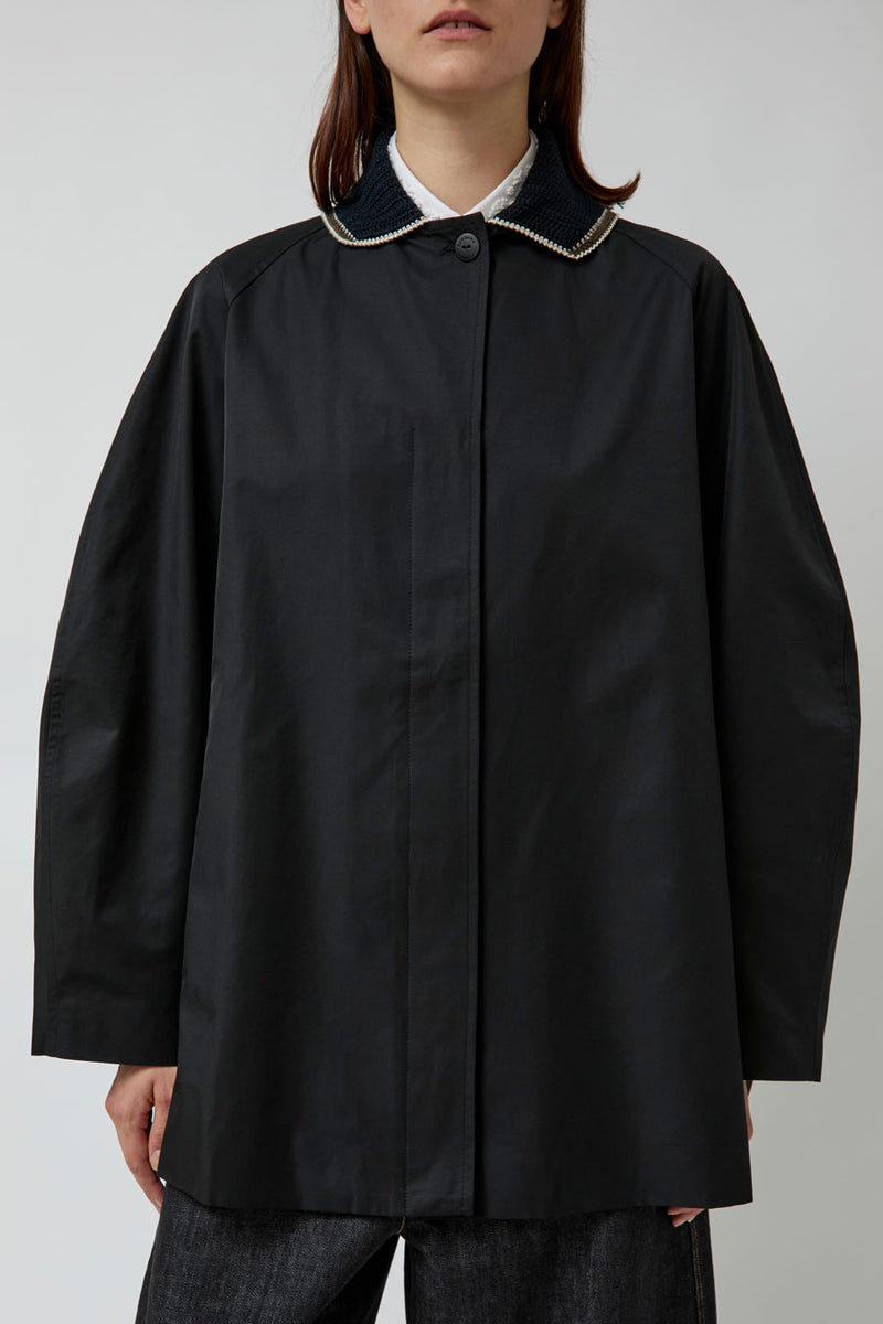 CORDERA Crochet Collar Jacket in Black