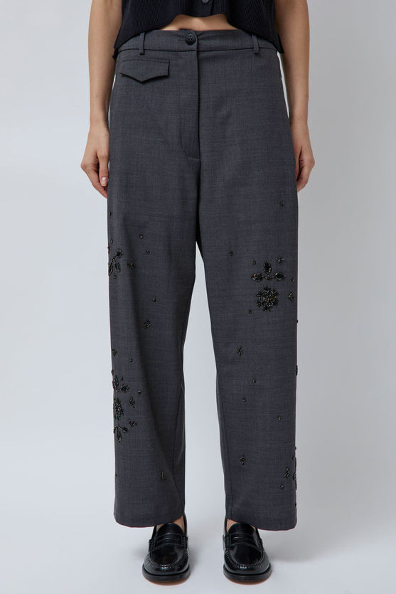 CORDERA Embellished Tailoring Pants in Grey