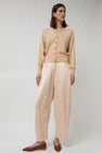 CORDERA Satin Curved Pants in Peach