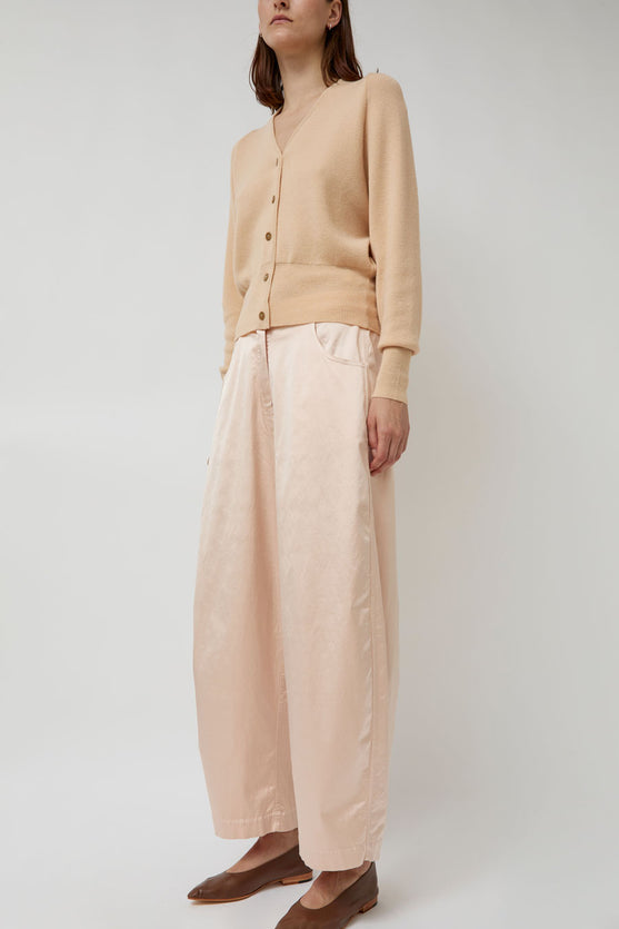 CORDERA Satin Curved Pants in Peach