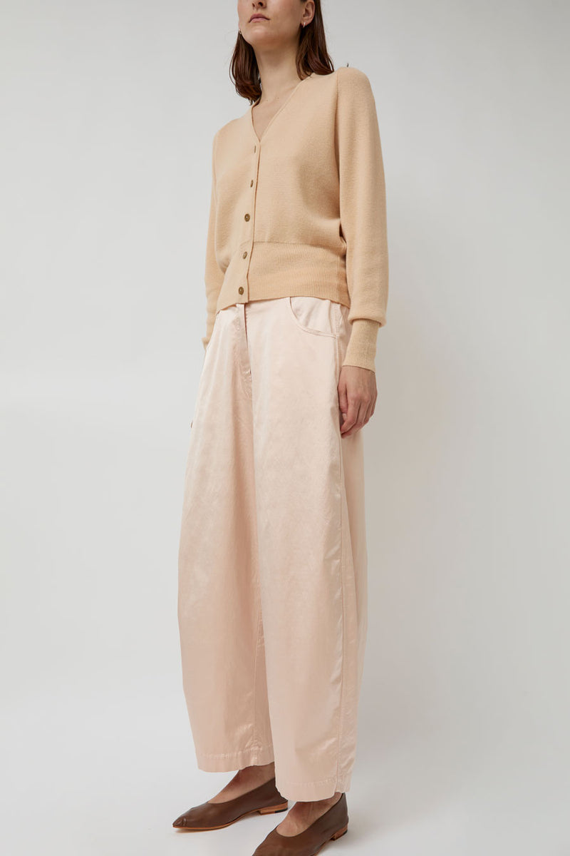 CORDERA Satin Curved Pants in Peach