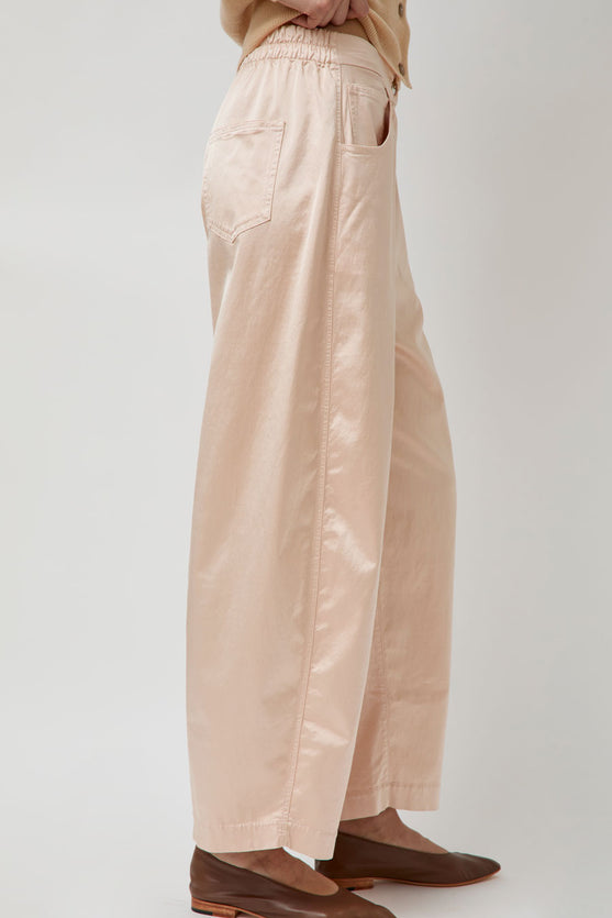 CORDERA Satin Curved Pants in Peach