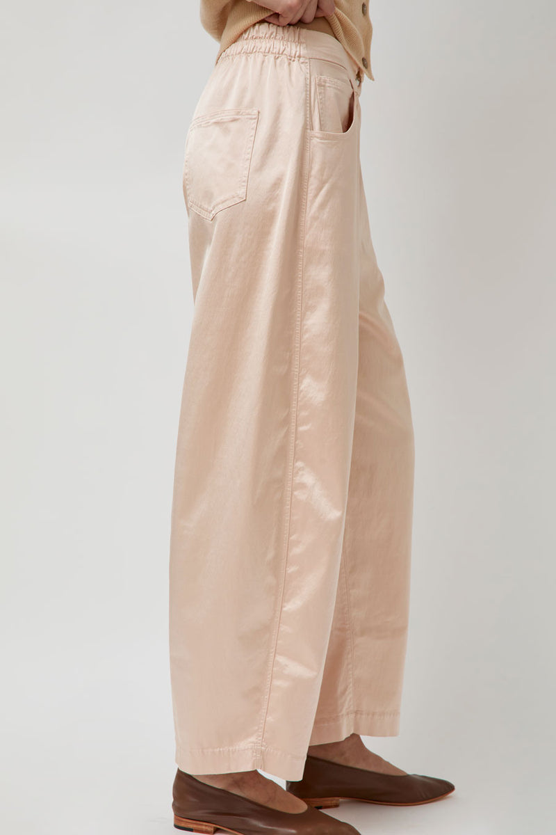 CORDERA Satin Curved Pants in Peach