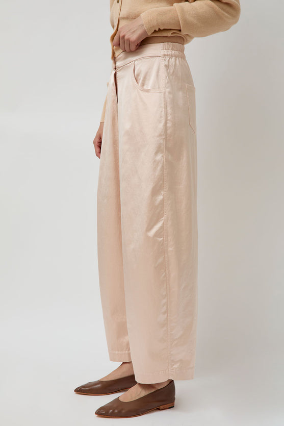 CORDERA Satin Curved Pants in Peach