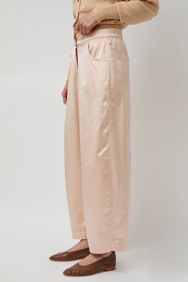 CORDERA Satin Curved Pants in Peach