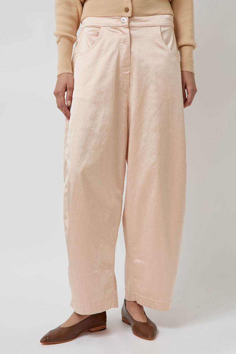 CORDERA Satin Curved Pants in Peach