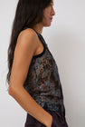 Collina Strada Lace Dachi Top in Black Watercolor Roses