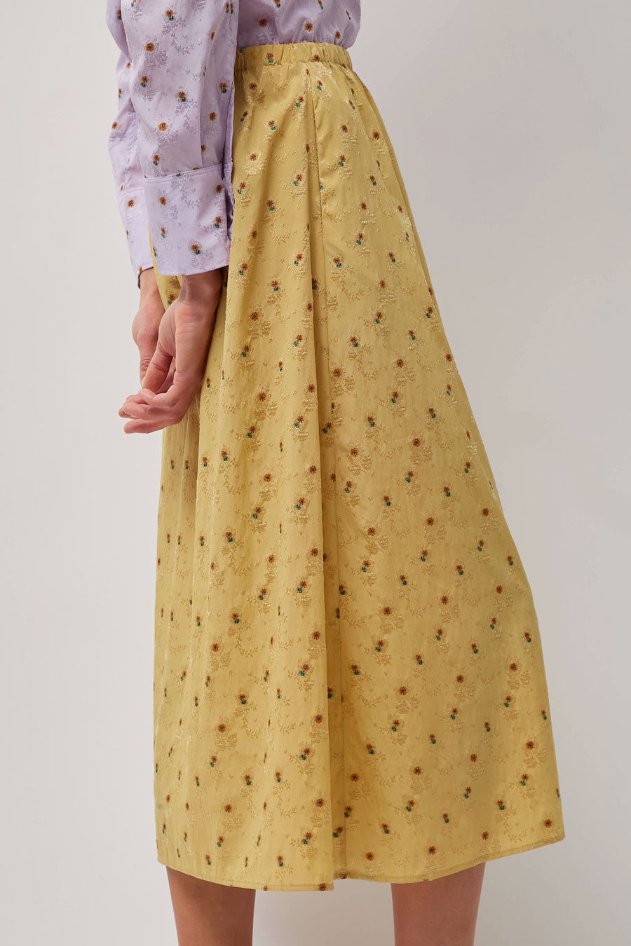 CORDERA Silk Floral Skirt in Jojoba