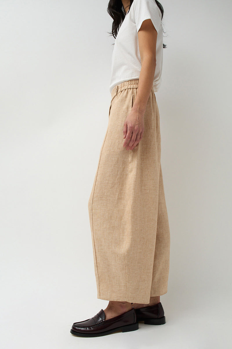 CORDERA Linen Curved Pants in Melange