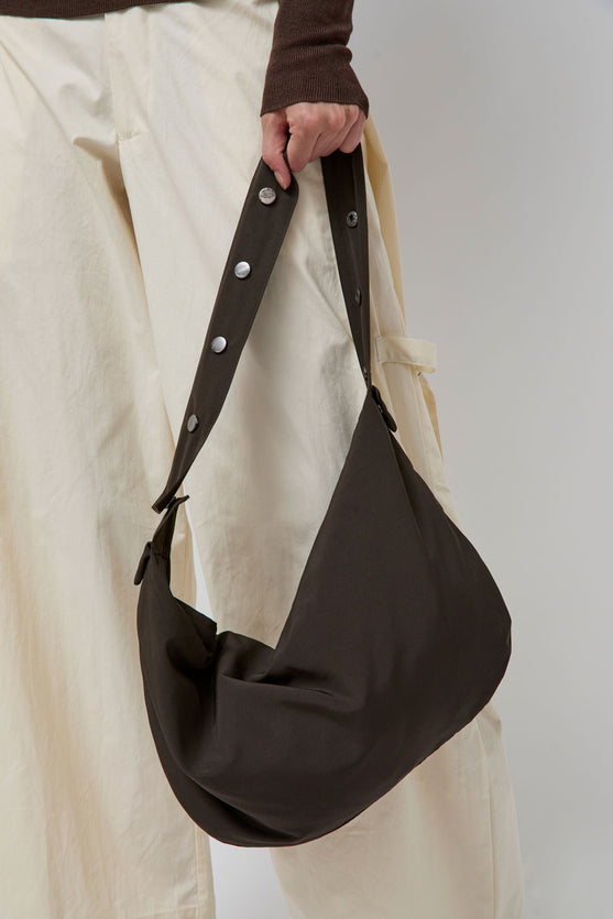 Deiji Studios Press Stud Saddle Bag in Dark Chocolate