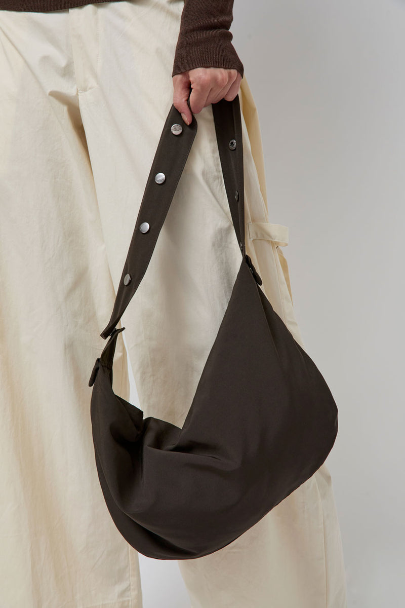 Deiji Studios Press Stud Saddle Bag in Dark Chocolate