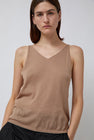 Deiji Studios Rolled Knit Top in Light Brown