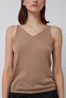 Deiji Studios Rolled Knit Top in Light Brown