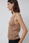 Deiji Studios Rolled Knit Top in Light Brown