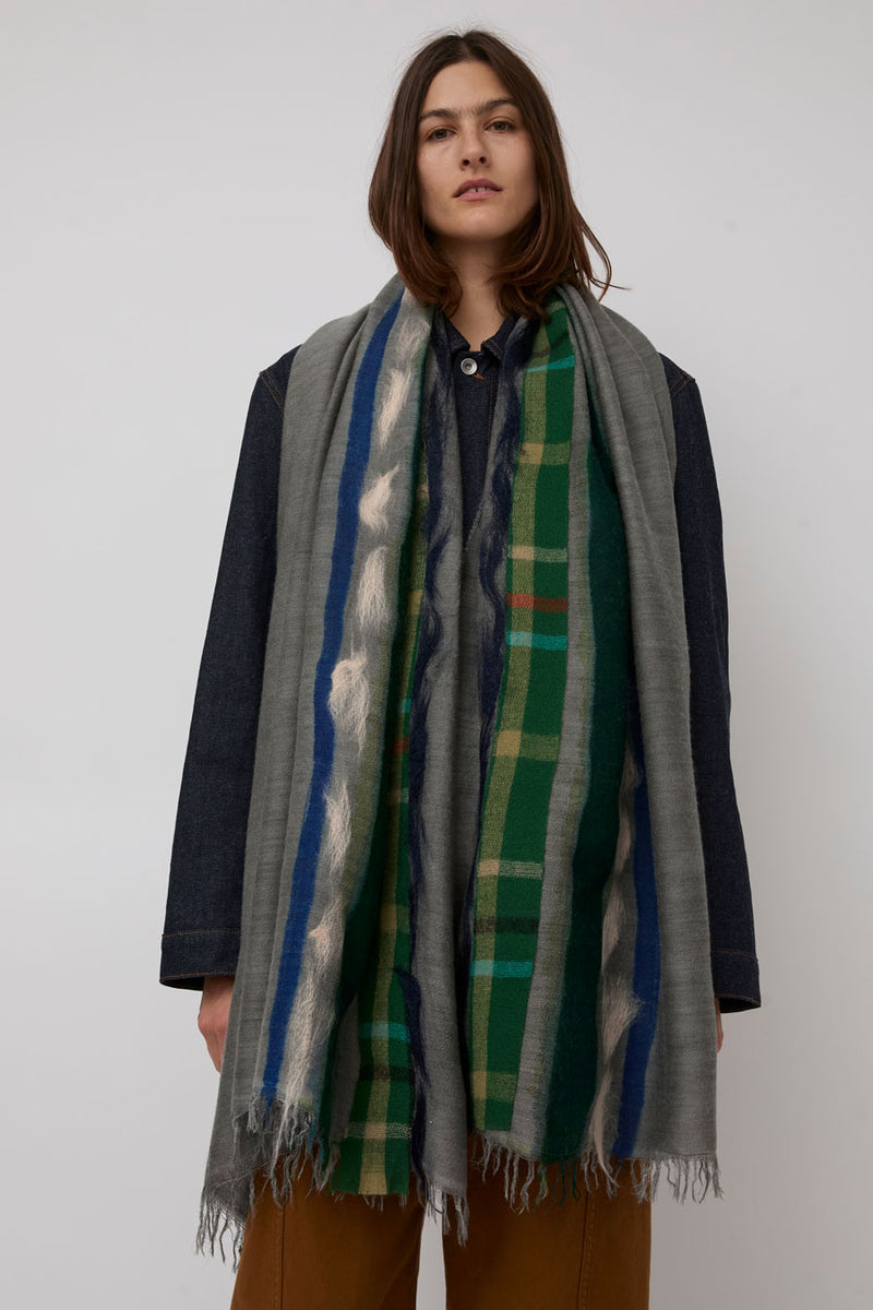 Exquisite J Hand Dyed Scarf with Stripes in Taupe