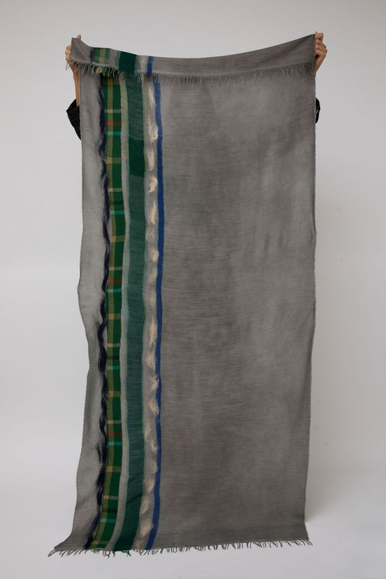 Exquisite J Hand Dyed Scarf with Stripes in Taupe