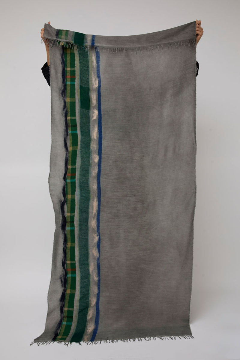 Exquisite J Hand Dyed Scarf with Stripes in Taupe