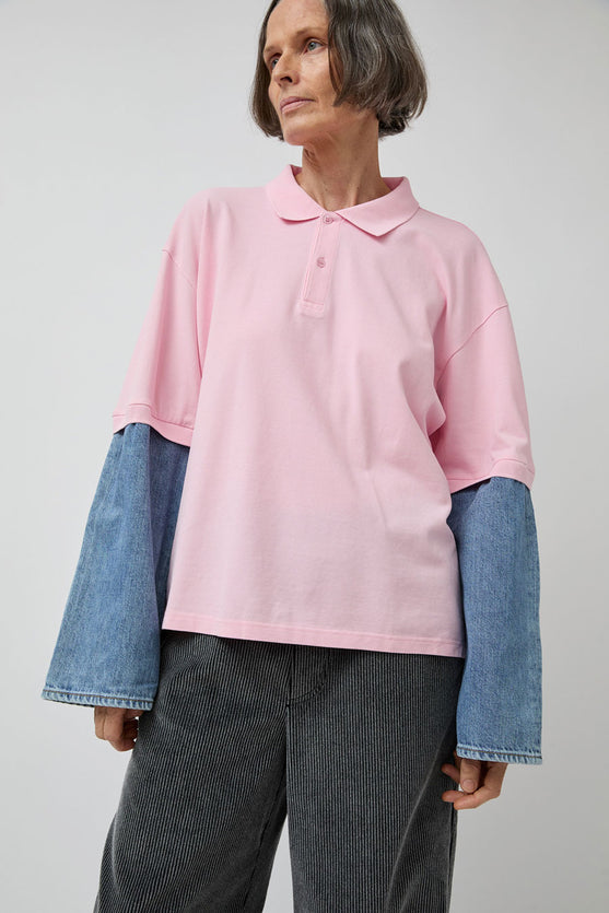 Façon Jacmin Tom Upcycling Long Sleeve Polo in Light Plain Pink