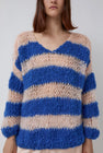 Guðrun & Guðrun Kavi Striped Sweater in Salmon and Blue Stripe