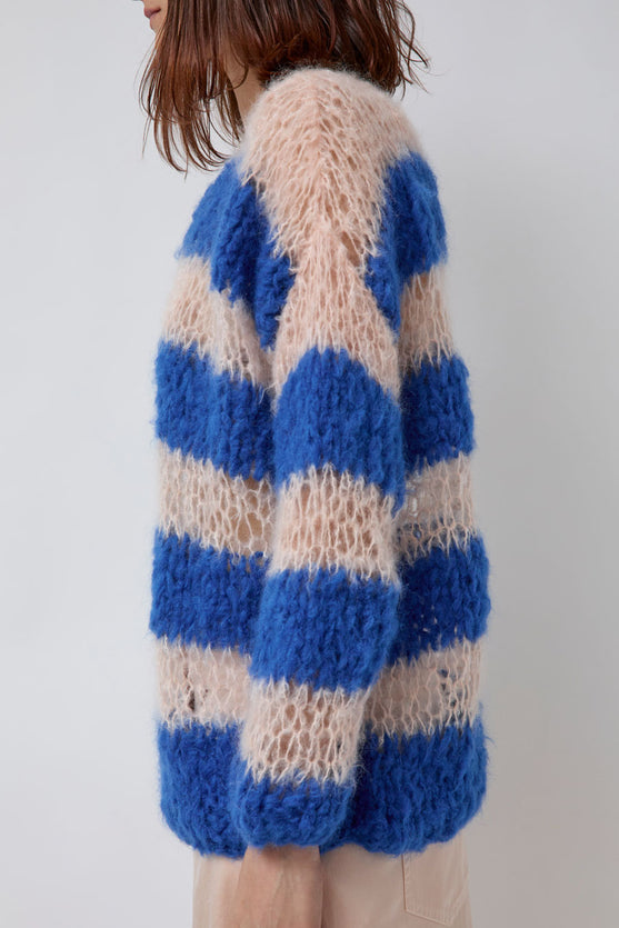 Guðrun & Guðrun Kavi Striped Sweater in Salmon and Blue Stripe