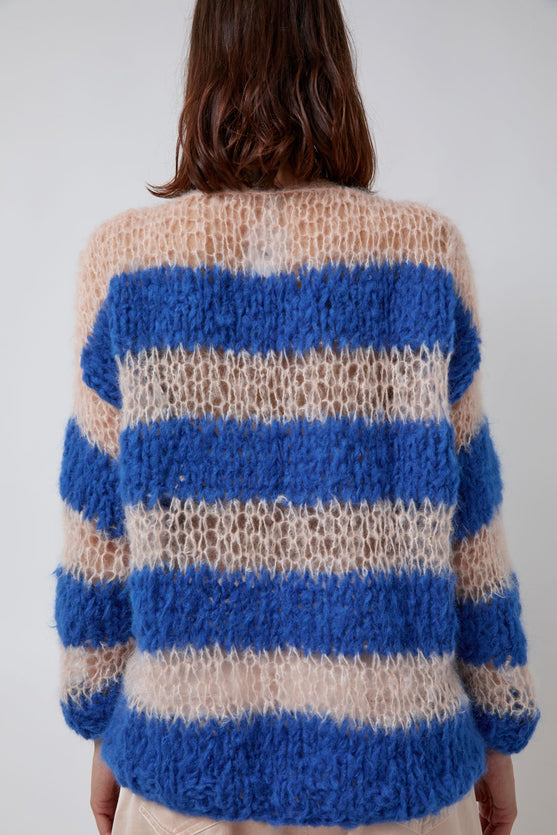 Guðrun & Guðrun Kavi Striped Sweater in Salmon and Blue Stripe