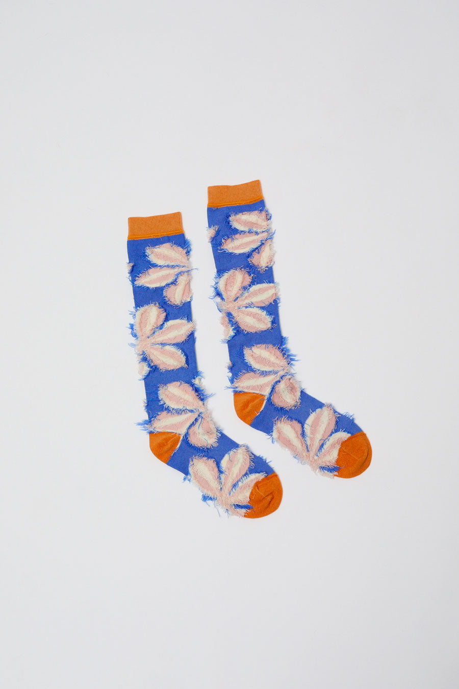 Henrik Vibskov Fuzzy Flower Femme Socks in Fuzzy Blue Orange
